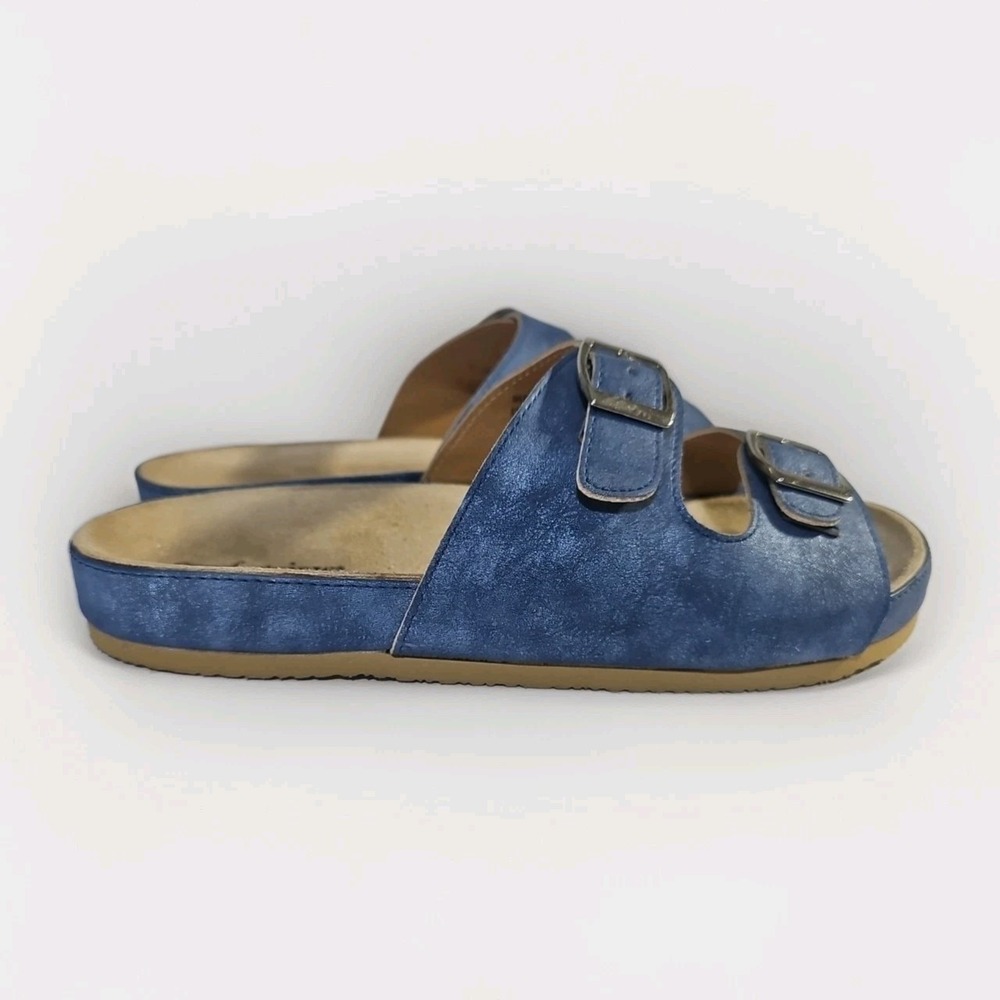 Comfortview‎ Slide Sandals Womens 8w Blue Double Strap Adjustable Buckle Flat - Picture 5 of 9